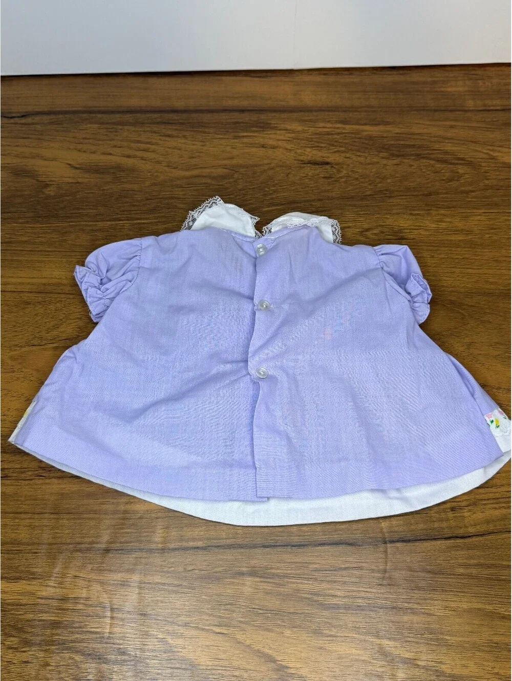Catton Candy Vintage Lavender Baby Dress with Floral Trim and Peter Pan Collar